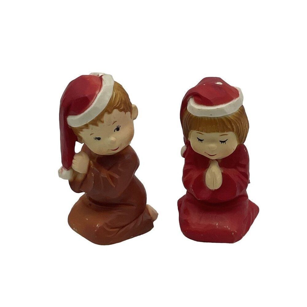 Vintage Christmas Praying Boy & Girl Figurines Holiday Decor
